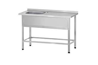 Ванна с рабочей поверхностью РПЦп - 1000x600x860 Profi Inox левая, 1 м/о 400x400x250, борт, отв. д/смесит.