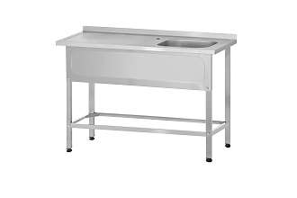Ванна с рабочей поверхностью РПЦп - 1200x600x860 Profi Inox правая, 1 м/о 500x400x250, борт, отв. д/смесит.