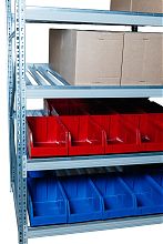 Гравитационный стеллаж с роликовыми полками 1600х900х1300, 4 яруса