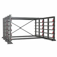 Каркас стеллажа без ворот (h-2000) с выкатными платформами для металла 1500х3000 мм Каркас стеллажа без ворот (h-2000) с выкатными платформами для металла 1500х3000 мм