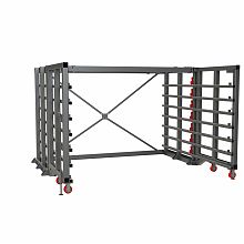 Каркас стеллажа (створки h-2400) с выкатными платформами для металла 1500х3000 мм Каркас стеллажа (створки h-2400) с выкатными платформами для металла 1500х3000 мм