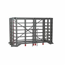 Каркас стеллажа (створки h-2400) с выкатными платформами для металла 1500х3000 мм Каркас стеллажа (створки h-2400) с выкатными платформами для металла 1500х3000 мм
