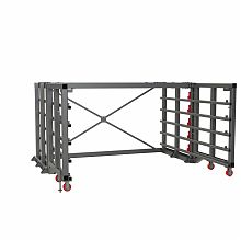 Каркас стеллажа (створки h-2000) с выкатными платформами для металла 1500х3000 мм Каркас стеллажа (створки h-2000) с выкатными платформами для металла 1500х3000 мм