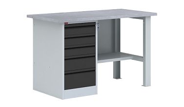 Однотумбовый металлический верстак ВП-3Т (Графит)