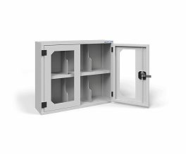 Шкаф для 6 противогазов ХПГ-6, дверцы из акрилового стекла Шкаф для 6 противогазов ХПГ-6, дверцы из акрилового стекла