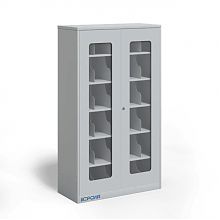 Металлический шкаф для 30 противогазов ХПГ-30, с дверьми из акрилового стекла Металлический шкаф для 30 противогазов ХПГ-30, с дверьми из акрилового стекла
